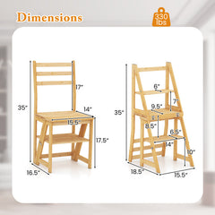 Multifunctional 3-in-1 Ladder Chair Display Plant Stand for Library Kitchen Office