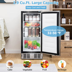 Compact Refrigerator with Adjustable Thermostat and Stainless Steel Door