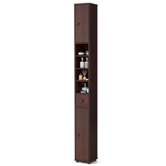 Freestanding Slim Bathroom Cabinet with Drawer and Adjustable Shelves
