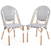 French Bistro Chair Set of 2 with Galvanized Metal Framex