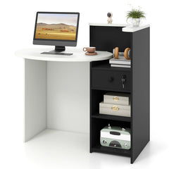 Front Reception Office Desk with Open Shelf and Drawer