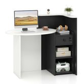 Front Reception Office Desk with Open Shelf and Drawer