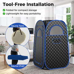 Full-Body Personal Sauna Tent with 1000W 3L Steam Generator for Home Spa Relaxation