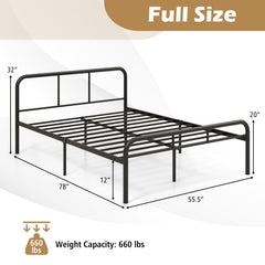 Full Bed Frame with Headboard and Footboard No Box Spring Needed