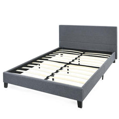 Full/Queen Size Upholstered Platform Bed Frame with Linen Headboard