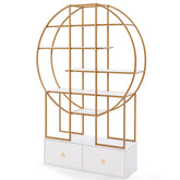 71 Inches 6-Tier Gold Bookshelf with 2 Storage Drawers