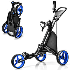 3 Wheels Folding Golf Push Cart with Storage Bag and Scoreboard