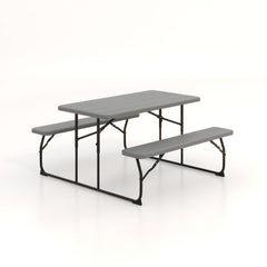 Indoor and Outdoor Folding Picnic Table Bench Set with Wood-like Texture