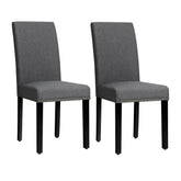 Set of 2 Fabric Upholstered Dining Chairs with Nailhead