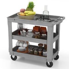 3-Tier Utility Cart with 550 LBS Max Load and Adjustable Middle Shelf