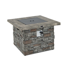 34.5 Inch Square Propane Gas Fire Pit Table with Lava Rock and PVC Cover