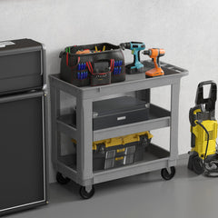 3-Tier Utility Cart with 550 LBS Max Load and Adjustable Middle Shelf
