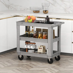 3-Tier Utility Cart with 550 LBS Max Load and Adjustable Middle Shelf