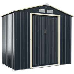 7 x 4 Feet Metal Storage Shed with Sliding Double Lockable Doors