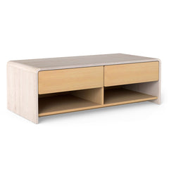Home Coffee Table with 2 Drawers and 2 Storage Shelf