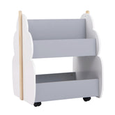 Kids Wooden Bookshelf with Universal Wheels