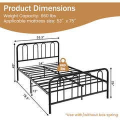 Full/Queen Size Metal Bed Frame with Headboard and Footboard