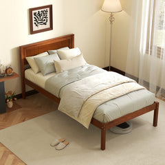 Twin/Full/Queen Size Bed Frame with Wooden Headboard and Slat Support