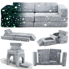 10 Pieces Modular Kids Play Couch Sectional Sofa Glow in the Dark