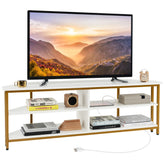 3-Tier Corner TV Stand for TVs up to 65 Inches with Charging Station