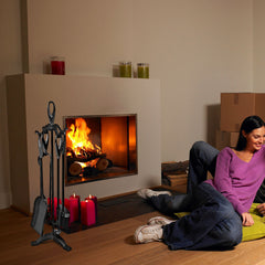 5 Pieces Stylish Iron Fireplace Tools Set