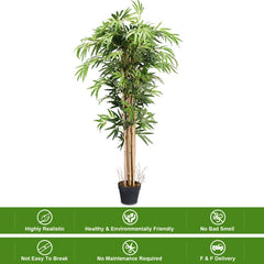 5-Feet Artificial Bamboo Silk Tree Indoor-Outdoor Decorative Planter