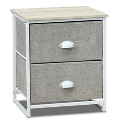 Sturdy Steel Frame Nightstand with Fabric Drawers