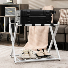 Set of 2 Folding Metal Luggage Rack Suitcase