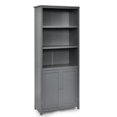 Standing Wooden Bookcase with 3 Tier Open Book Shelving and Double Doors