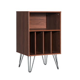 Freestanding Record Player Stand Record Storage Cabinet with Metal Legs