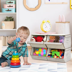 Set of 4 Stackable Storage Bins Cubes with Lid