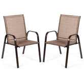 2 Pieces Patio Outdoor Dining Chair with Armrest