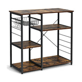 Industrial Kitchen Baker's Rack Microwave Shelf with 6 Hooks and Basket