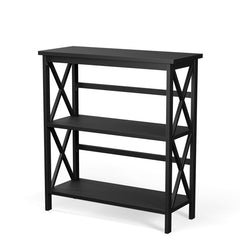 3-Tier Wooden Multi-Functional X-Design Etagere Storage Bookshelf