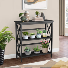 3-Tier Wooden Multi-Functional X-Design Etagere Storage Bookshelf