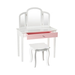 Kids Princess Make-Up Dressing Table with Tri-folding Mirror and Chair