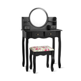 Makeup Vanity Table Set with 360° Pivoted Round Mirror