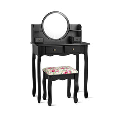 Makeup Vanity Table Set with 360° Pivoted Round Mirror