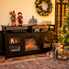 58 Inch TV Stand with 2 Cabinets for Flat Screen TVs up to 65 Inch