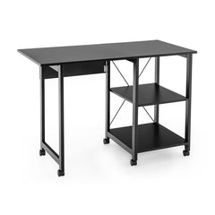 Folding Writing Office Desk with Storage Shelves