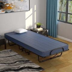 Rollaway Guest Bed with Sturdy Steel Frame and Memory Foam Mattress Made in Italy