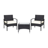 3 Pieces Patio Wicker Rattan Furniture Set with Cushions for Lawn Backyard