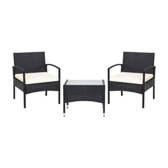 3 Pieces Patio Wicker Rattan Furniture Set with Cushions for Lawn Backyard