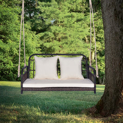 880LBS Wicker Hanging Porch Swing with Cushions