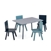 5 Pieces Kids Wooden Activity Play Furniture Set with Building Blocks