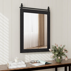 30 x 22 Inch Wall Mount Mirror with Wood Frame