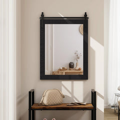 30 x 22 Inch Wall Mount Mirror with Wood Frame