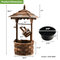 Patio Wooden Water Fountain with Electric Pump