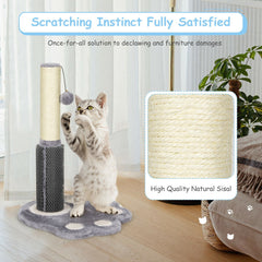 20.5 Inch Tall Cat Scratching Post Claw Scratcher with Sisal Rope and Plush Ball