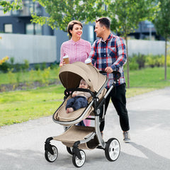 2-in-1 Foldable High Landscape Baby Stroller with Diaper Bag